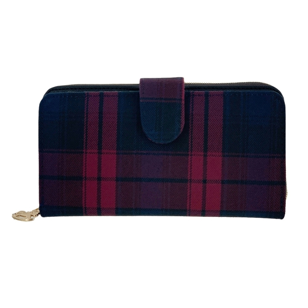 Waterproof Plaid Long Snap Fold Wallet Purse Coin Pouch
